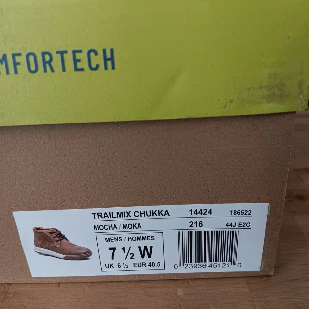 Florsheim Trailmix Chukka Mens 7.5W Mocha New Leather Comfortech Boots 14424